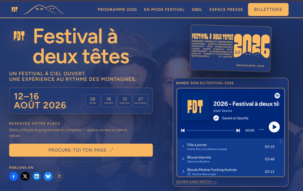 Capture d’écran du site festivaladeuxtetes.ca