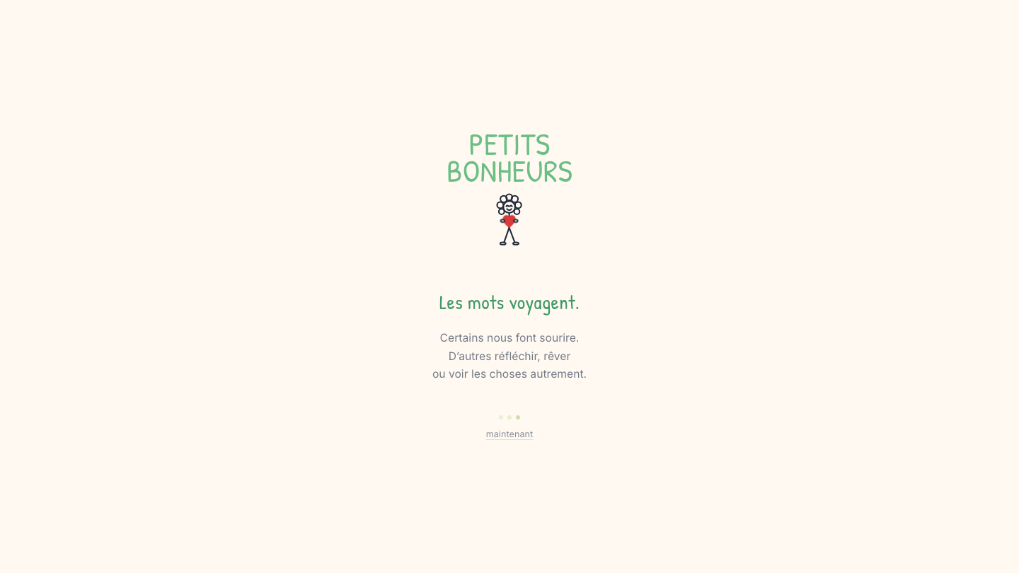 Page d’accueil de petitbonheur.3secondes.com