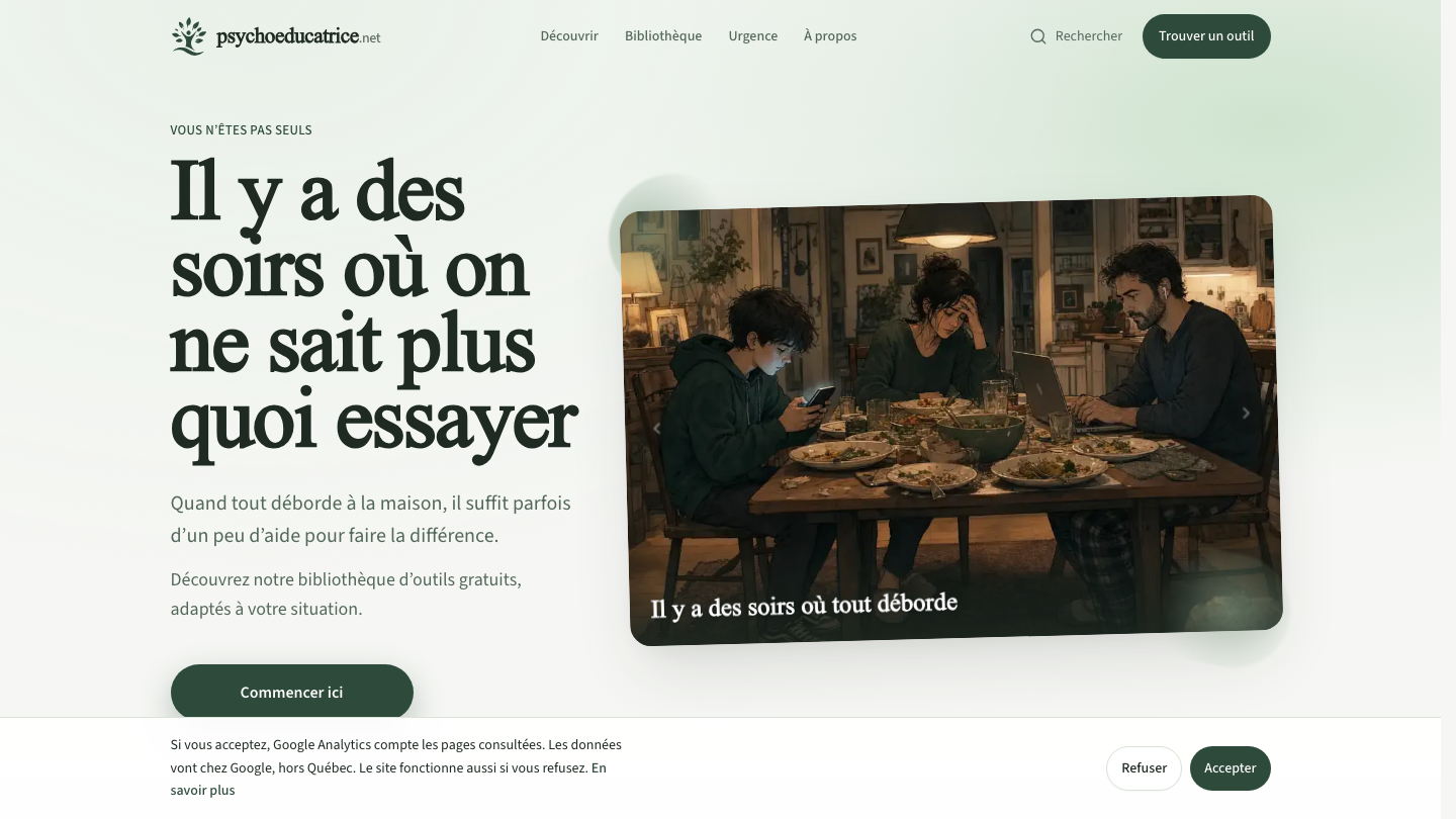 Aperçu du site psychoeducatrice.net
